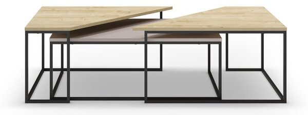 Konferenčné stolíky s doskou v dubovom dekore v súprave 3 ks 70x110 cm Titan – Marckeric