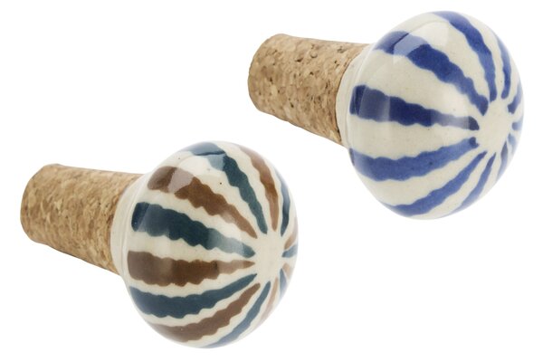 Korková zátka na fľašu Brown / Blue Pattern modrá