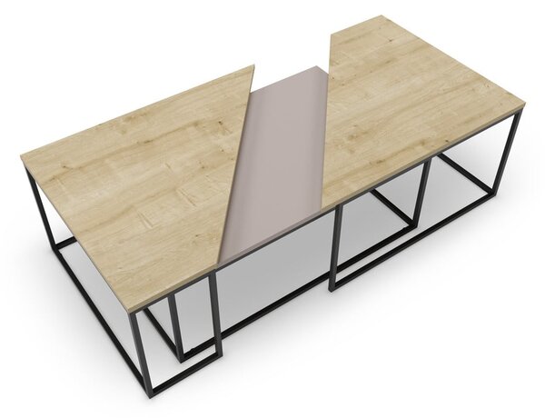 Konferenčné stolíky s doskou v dubovom dekore v súprave 3 ks 70x110 cm Titan – Marckeric