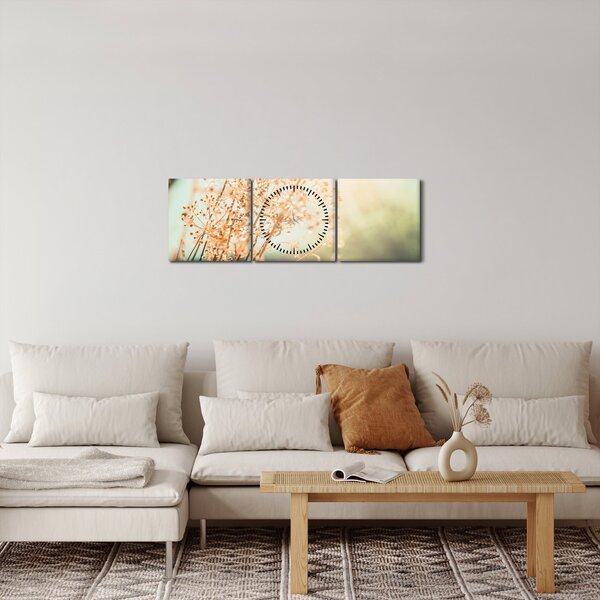 Obraz - Lúčne rastliny (s hodinami) (90x30 cm)