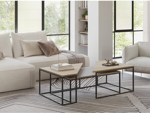 Konferenčné stolíky s doskou v dubovom dekore v súprave 3 ks 70x110 cm Titan – Marckeric