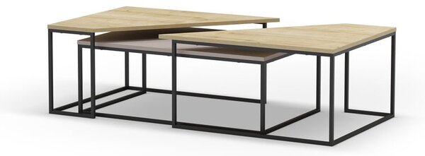 Konferenčné stolíky s doskou v dubovom dekore v súprave 3 ks 70x110 cm Titan – Marckeric