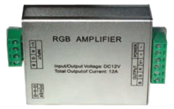 Zosilňovač (amplifier) pre RGB LED pásy, 12 V 144 W / 24 V 288 W (KM-RGBA-01) (KM 144-288W 3X4A)