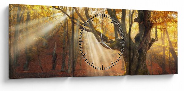 Obraz - Jesenný svit (s hodinami) (90x30 cm)