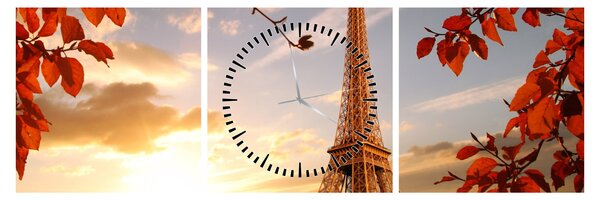 Obraz - Paríž (s hodinami) (90x30 cm)