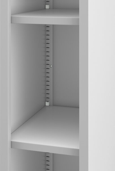 Úzky kovový regál, archivačný na dokumenty sivý: TIM 250 x 1850 x 400 mm