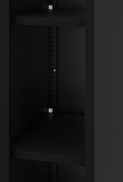 Úzky kovový regál, archivačný na dokumenty čierny: TIM 250 x 1850 x 450 mm