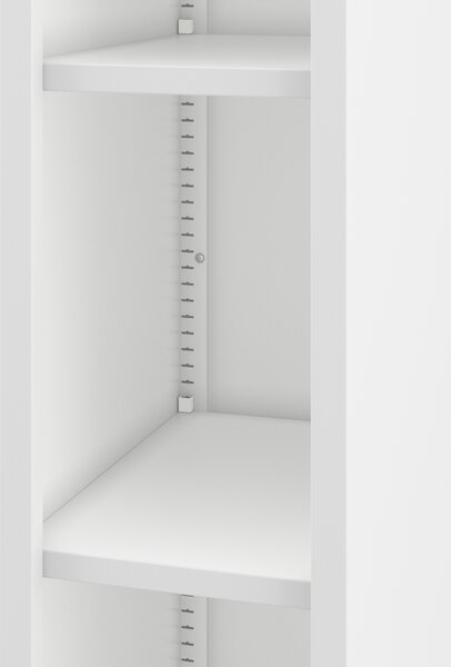 Úzky kovový regál, archivačný na dokumenty biely: TIM 250 x 1850 x 450 mm