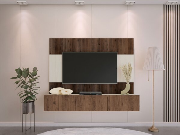 Mirjan24 Nástenná Tv skrinka Cypria III, Farby: orech okapi / orech okapi + travertín 5903211506178