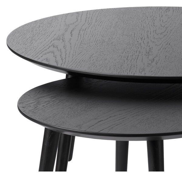 Čierne okrúhle konferenčné stolíky v súprave 2 ks ø 88 cm Adda – Unique Furniture