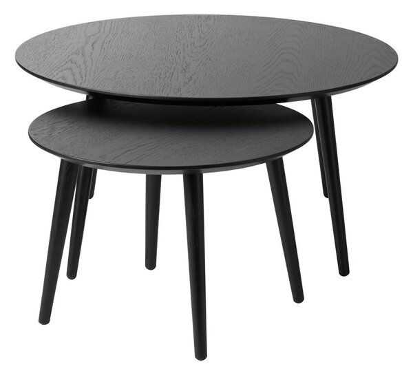 Čierne okrúhle konferenčné stolíky v súprave 2 ks ø 88 cm Adda – Unique Furniture