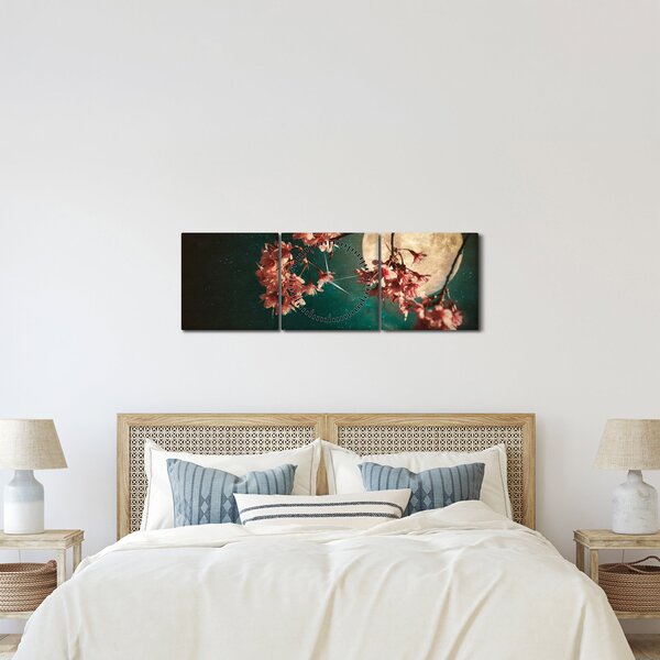 Obraz - Sakura v splne (s hodinami) (90x30 cm)