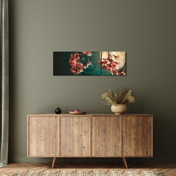 Obraz - Sakura v splne (s hodinami) (90x30 cm)