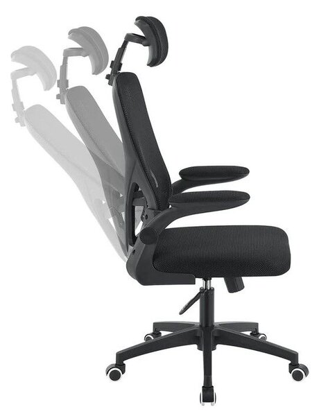 Ergonomická kancelárska stolička, čierna s opierkou hlavy