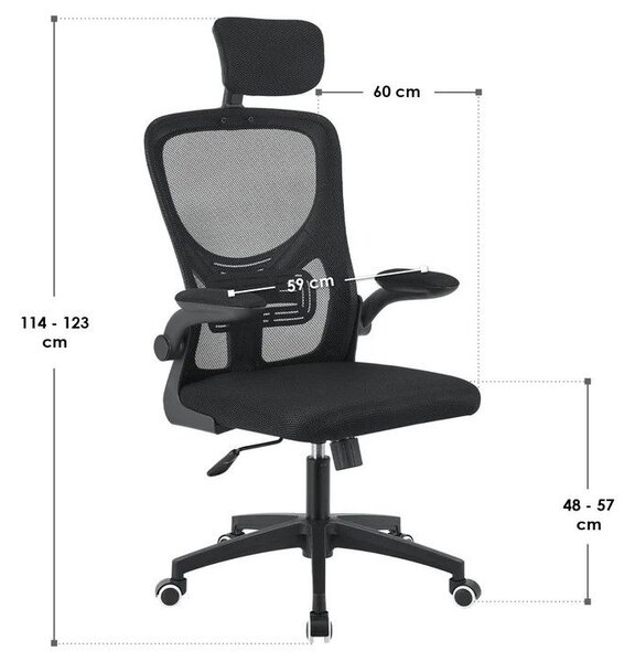 Ergonomická kancelárska stolička, čierna s opierkou hlavy