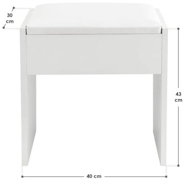 Taburet biely ku kozmetickému stolíku 42 cm s čalúnením
