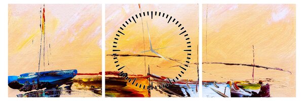 Obraz - Maľba loďou (s hodinami) (90x30 cm)