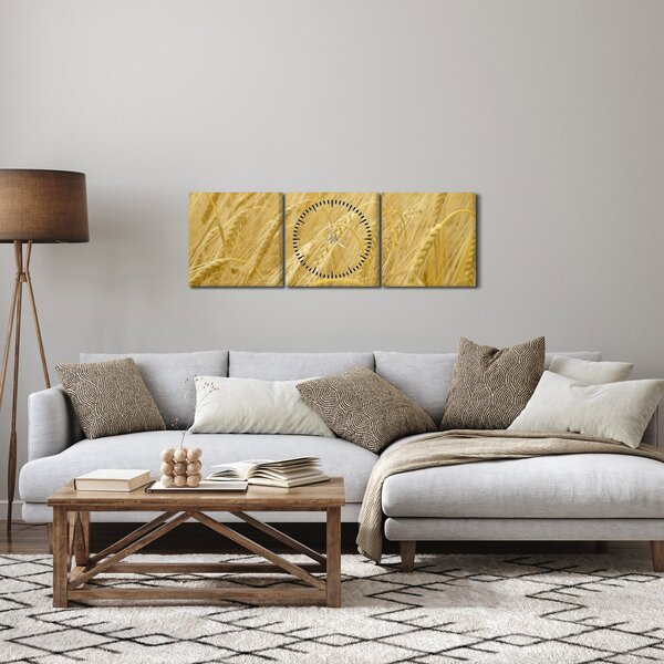 Obraz - Jačmeň (s hodinami) (90x30 cm)