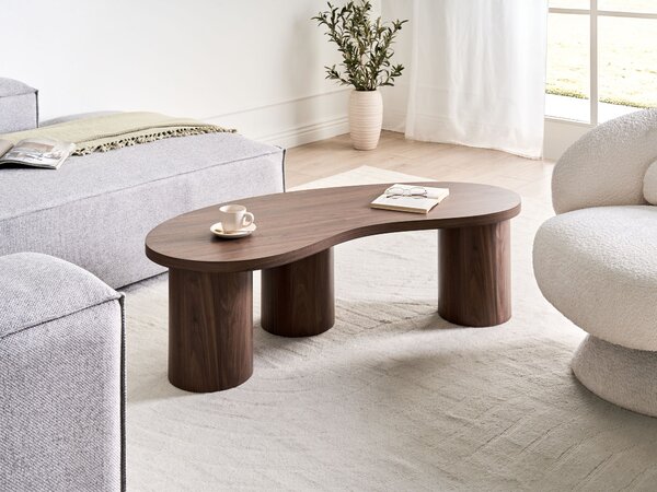 Konferenčný stolík tmavohnedý MDF vrchná doska dyha 130 x 52 cm moderný dizajn obývacia izba