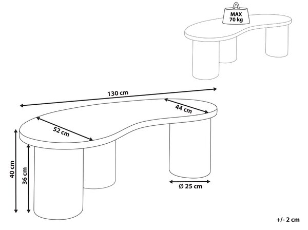 Konferenčný stolík tmavohnedý MDF vrchná doska dyha 130 x 52 cm moderný dizajn obývacia izba