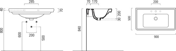 MAXMAX GSI CLASSIC keramické umývadlo 90x50cm, biela ExtraGlaze 8788111