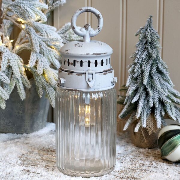 Francúzsky stajňový lampáš so žiarovkou a časovačom French Stable - Ø 11*30 cm - Chic Antique