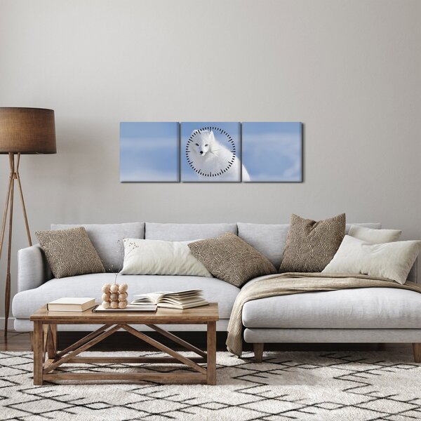 Obraz - Polárna líška (s hodinami) (90x30 cm)
