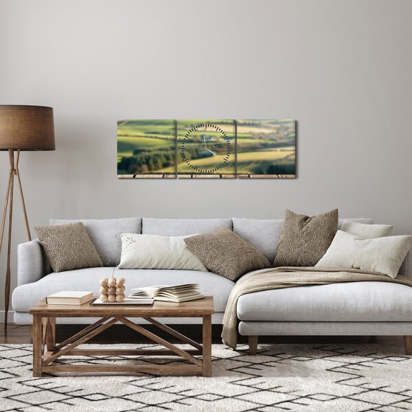 Obraz - Výhľad na krajinu (s hodinami) (90x30 cm)