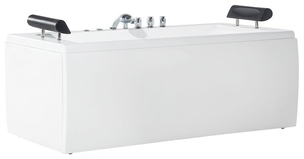 Vírivá vaňa biela strieborná akrylát 172 x 83 cm voľne stojaca pre 2 osoby masážne trysky LED osvetlenie opierky hlavy kúpeľňa