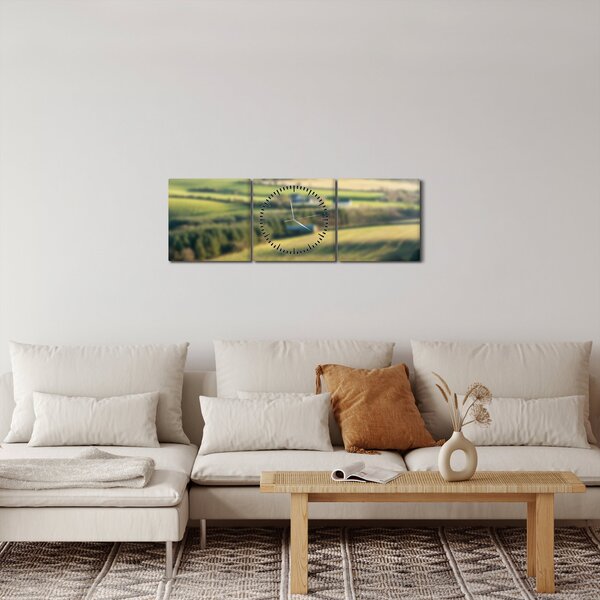 Obraz - Výhľad na krajinu (s hodinami) (90x30 cm)