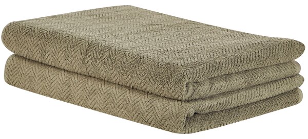 Sada 2 uterákov zelená froté bavlna 100 x 150 cm vzor chevron osuška klasický moderný štýl kúpeľňa