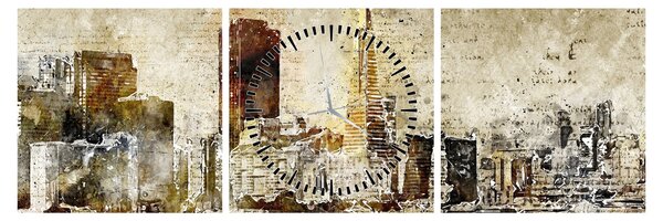 Obraz - Umelecky stvárnené mesto (s hodinami) (90x30 cm)