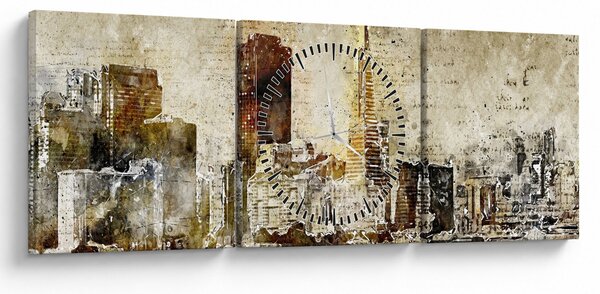 Obraz - Umelecky stvárnené mesto (s hodinami) (90x30 cm)