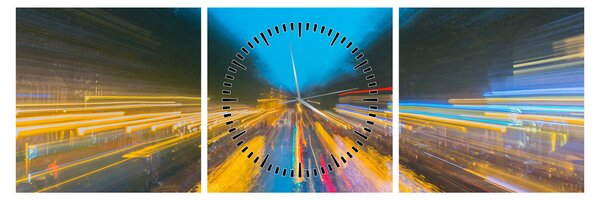 Obraz - Maľba abstrakcie (s hodinami) (90x30 cm)