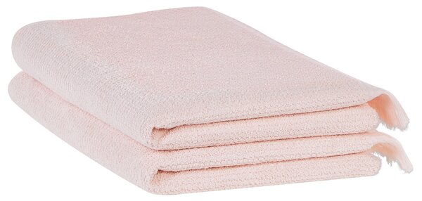 Sada 2 uterákov ružová bavlna polyester froté uteráky 100 x 150 cm doplnky do kúpeľne