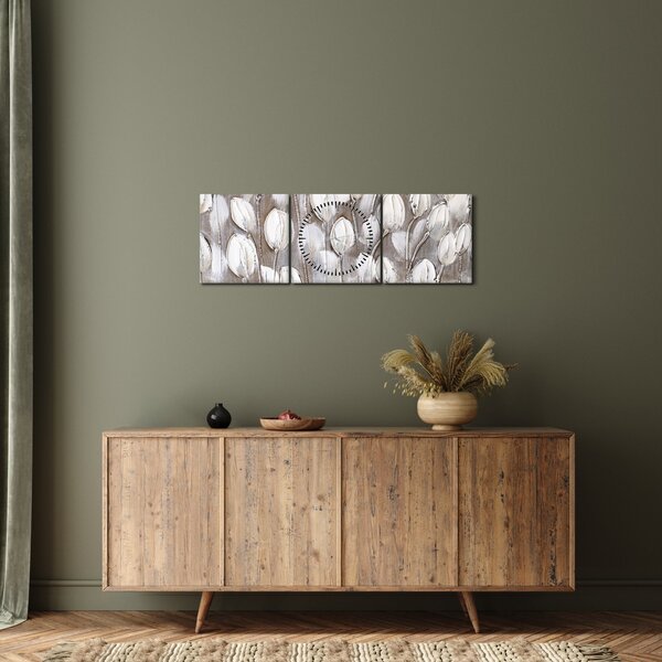 Obraz - Štruktúrované tulipány (s hodinami) (90x30 cm)