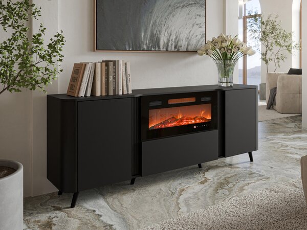 Mirjan24 Skrinka s krbom Newort 200 EF, Farby: čierna matná / čierna san sebastian 5903211369308