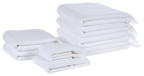 Sada 9 uterákov biela bavlna polyester froté uteráky osušky kúpeľňová predložka uteráky pre hostí doplnky do kúpeľne