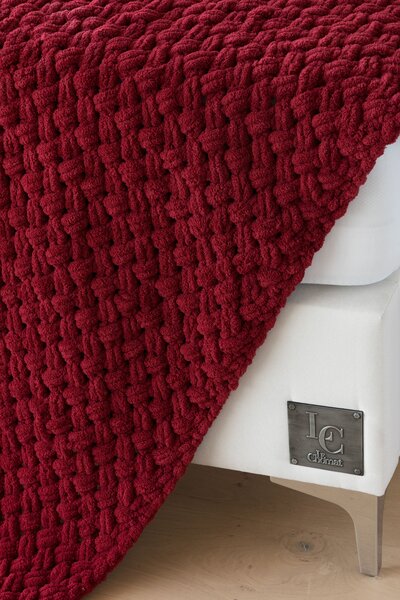 Deka Knittingly bordó Ručně pletená deka 130/170