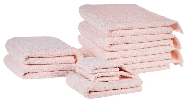 Sada 9 uterákov ružová bavlna polyester froté uteráky osušky kúpeľňová predložka uteráky pre hostí doplnky do kúpeľne