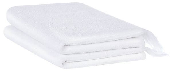 Sada 2 uterákov biela bavlna polyester froté uteráky 100 x 150 cm doplnky do kúpeľne