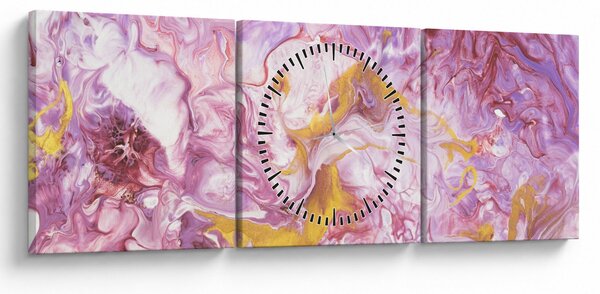 Obraz - Ružová abstrakcia (s hodinami) (90x30 cm)