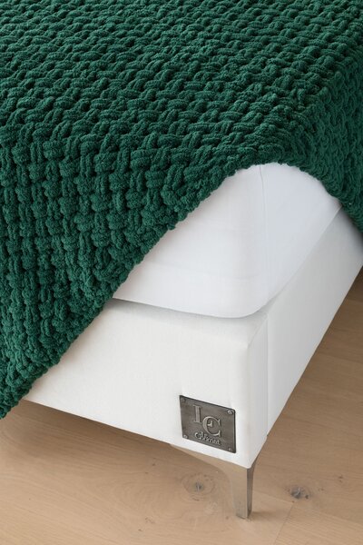 Deka Knittingly smaragdová Ručně pletená deka 130/170