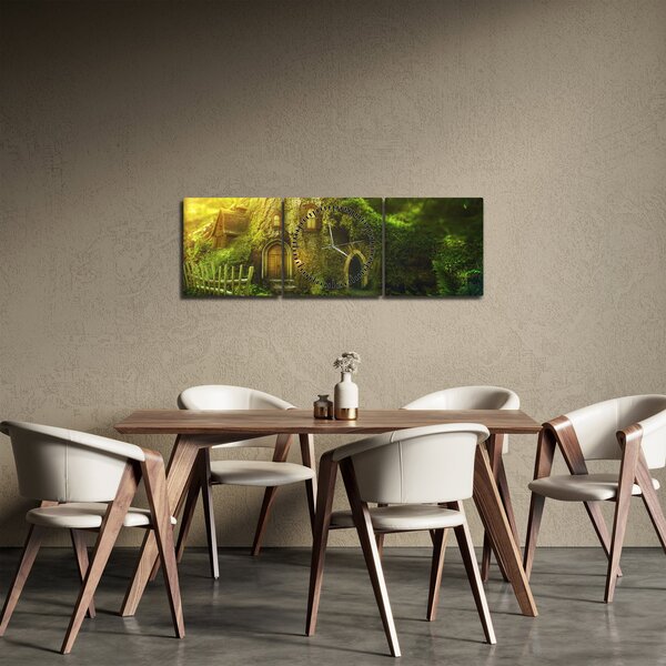 Obraz - Rozprávkový les (s hodinami) (90x30 cm)