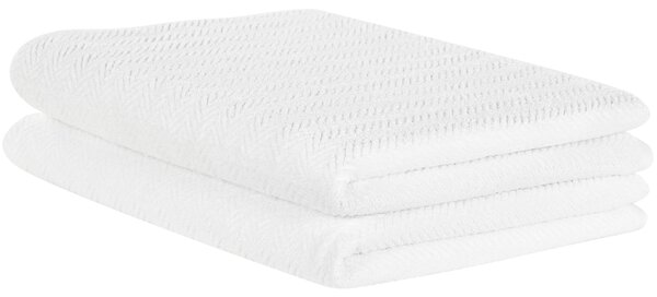 Sada 2 uterákov biela froté bavlna 100 x 150 cm vzor chevron osuška klasický moderný štýl kúpeľňa