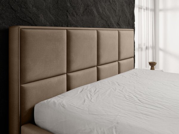 Čalúnená manželská posteľ s úložným priestorom Bella 140x200 - orechová