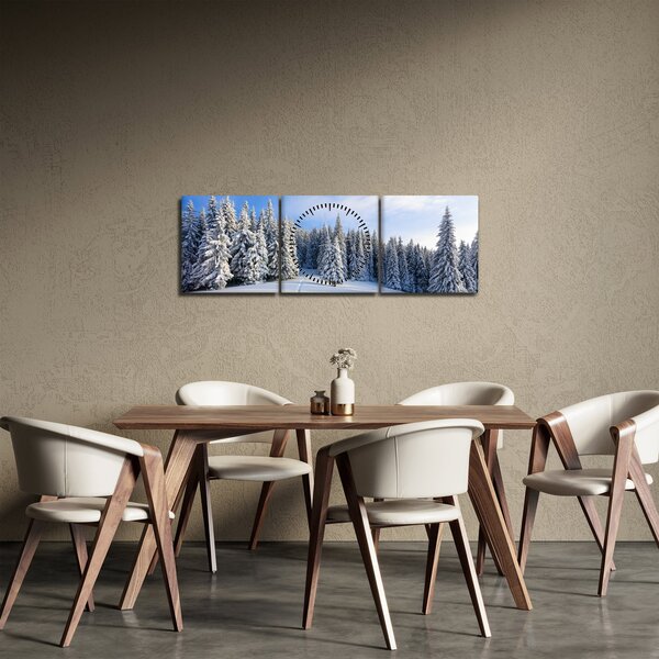 Obraz - Zima v lesoch (s hodinami) (90x30 cm)