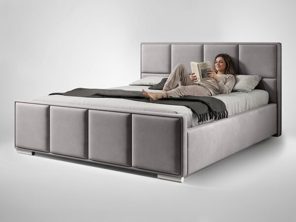 Čalúnená manželská posteľ s úložným priestorom Bella 160x200 - sivá