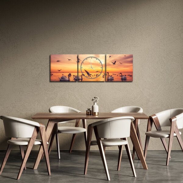 Obraz - Labute (s hodinami) (90x30 cm)