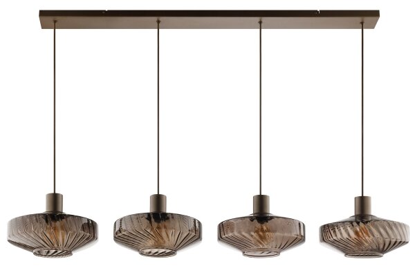 Brilliant - Luster na lanku LYN 4xE27/20W/230V hnedá/dymovo-hnedá